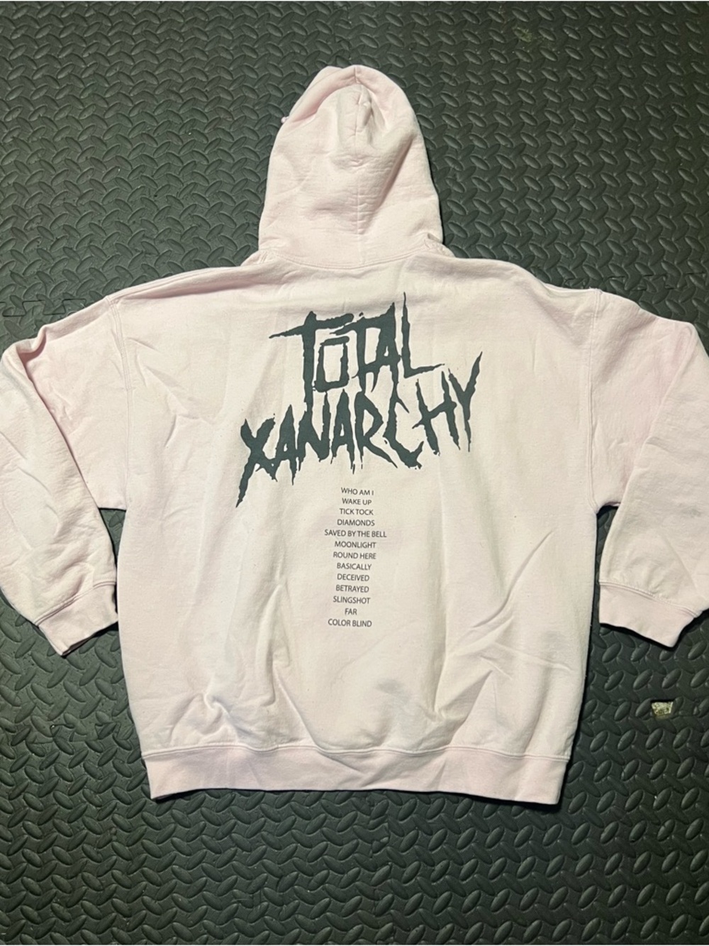 Light Pink Zip-Up Hoodie with Bold Back Graphic